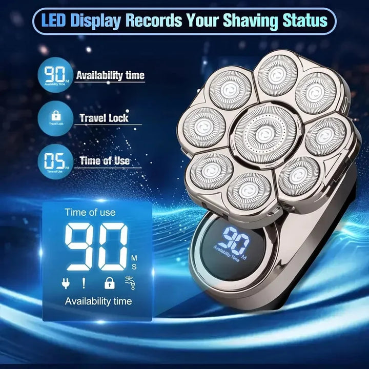 9D Head Shaver For Bald Men Electric Shavers Rechargeable Head Razor IPX7 Waterproof Rotary Shaver With LED Display Men Gift