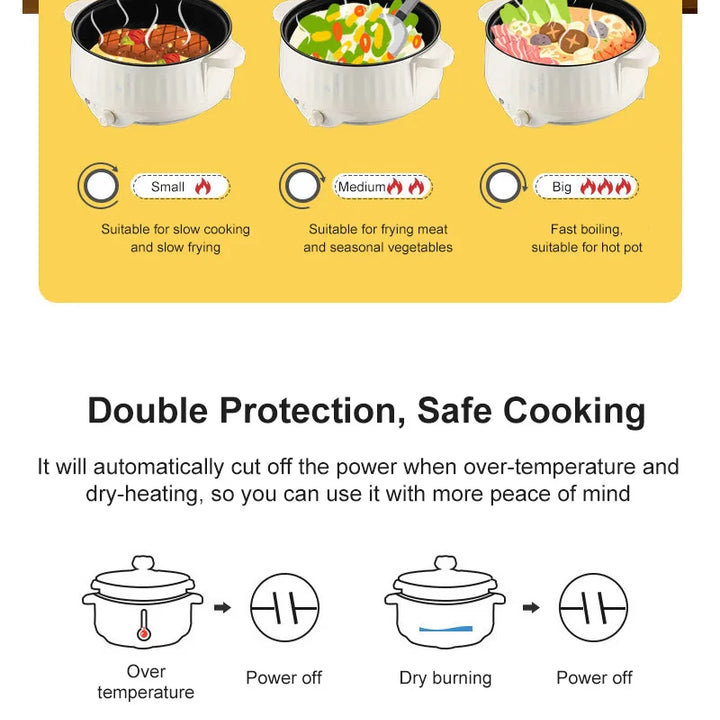 220V Multi Cookers Single/Double Layer Electric Pot 1-2 People Household Non-stick Pan Hot Pot Rice Cooker Cooking Appliances