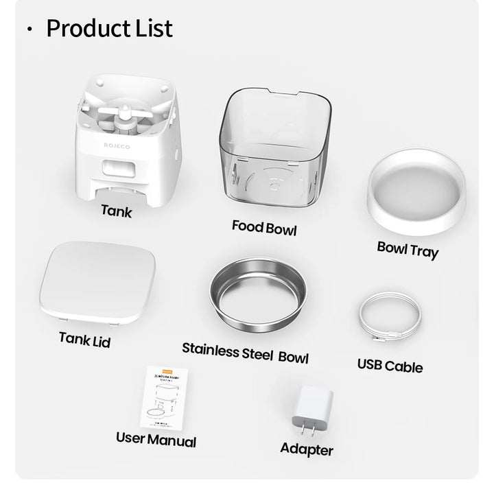 ROJECO Dog Feeder Automatic Smart Pet Food Dispenser for Pets Dog Kibble Dispenser With WIFI Remote Control Dog Feeding Supplies