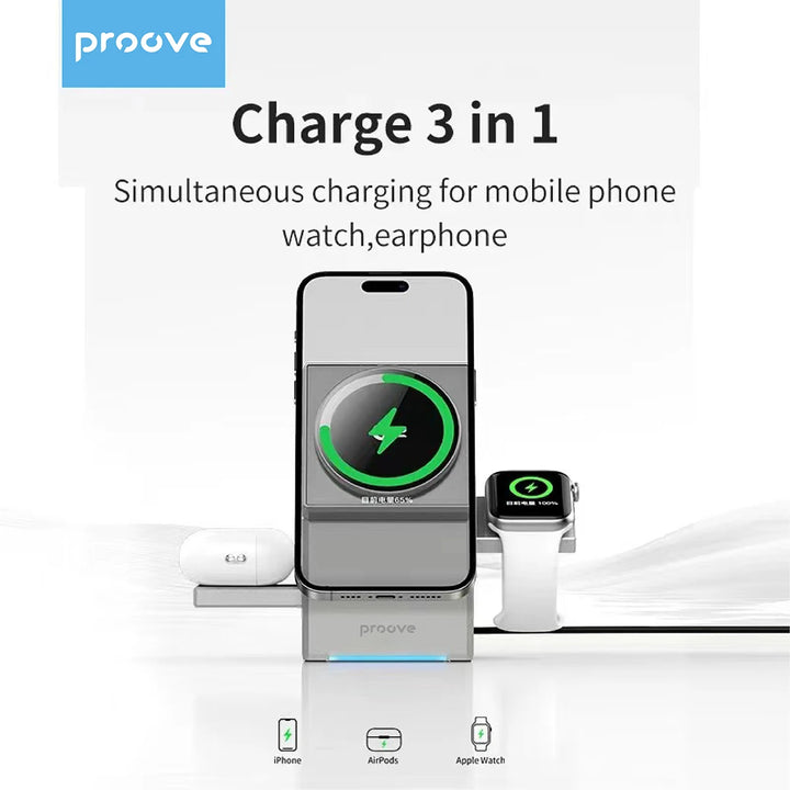 Qi2 3-in-1 Wireless Charger with Auto-Rotating Dock for IPhone 16/15/14 Pro Max, AirPods, and IWatch Fast Charging