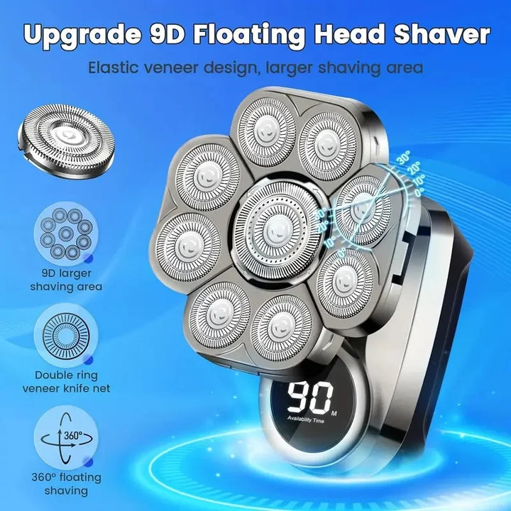 9D Head Shaver For Bald Men Electric Shavers Rechargeable Head Razor IPX7 Waterproof Rotary Shaver With LED Display Men Gift