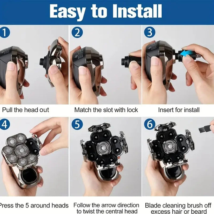 9D Head Shaver For Bald Men Electric Shavers Rechargeable Head Razor IPX7 Waterproof Rotary Shaver With LED Display Men Gift