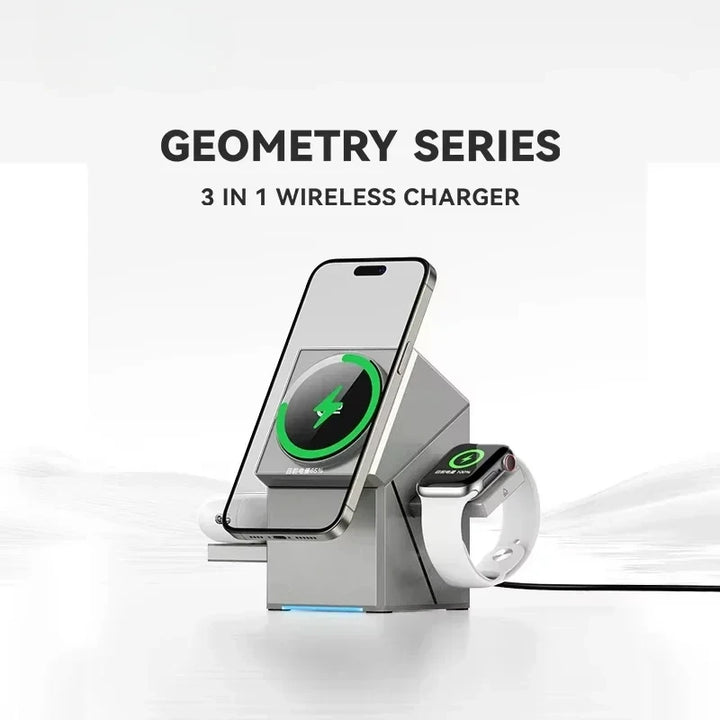 Qi2 3-in-1 Wireless Charger with Auto-Rotating Dock for IPhone 16/15/14 Pro Max, AirPods, and IWatch Fast Charging
