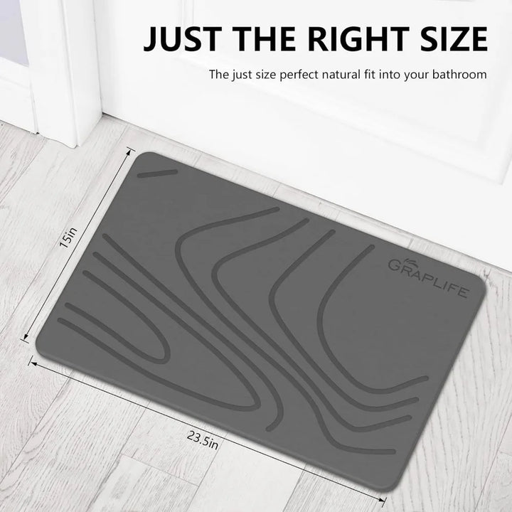 Stone Bath Mat, Diatomaceous Earth Shower Mat, Non-Slip Super Absorbent Quick Drying Bathroom Floor Mat, Natural, Easy to Clean