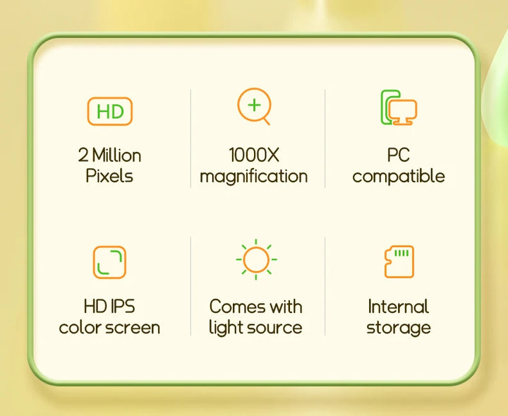 Microscope for Kids Children Microscope with 2 Inch Screen 1000x Zoom Mini Handheld Microscope Camera Christmas Birthday Gifts